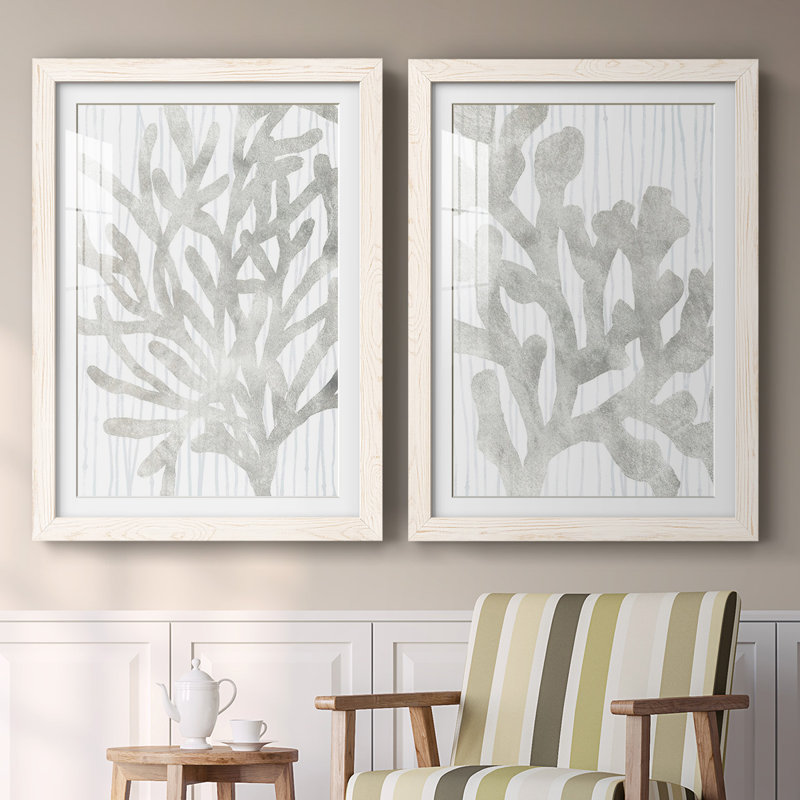 Quiet Coral III Quiet Coral III - impression sur toile encadrée 2 pièces, H 31,5 po x l 88 po x P 1,5 po, Blanc