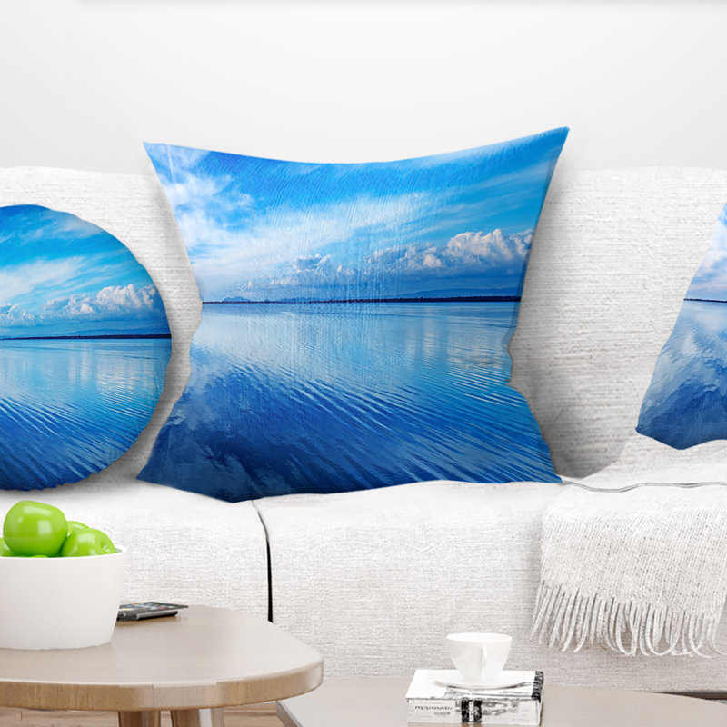 Coussin panoramique paysage coucher de soleil, 18 po x 18 po, Coussin décoratif
