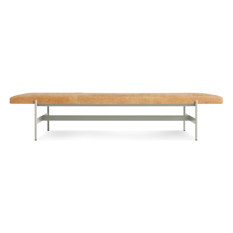 Daybench Genuine Leather Upholstered Bench, Putty, Camel Genuine Leather, 14" H x 75" W x 24" D
