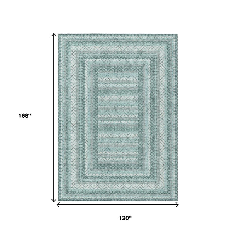 Tapis extérieur bleu sarcelle et ivoire lavable 10 pi x 14 pi bleu sarcelle et ivoire