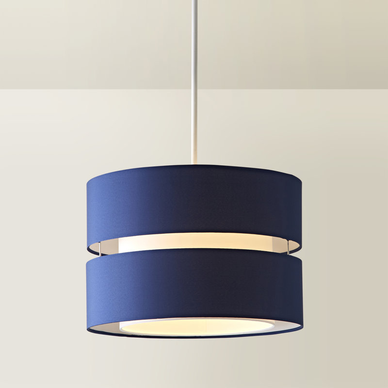 Blended Fabric Drum Pendant Shade, 24cm H x 35cm W x 35cm D, Navy