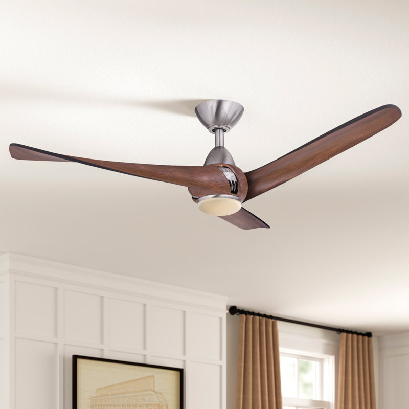 Ventilateur de plafond à hélice à DEL à 3 pales de 52 po avec ensemble d'éclairage inclus Cairo, Nickel / Noyer
