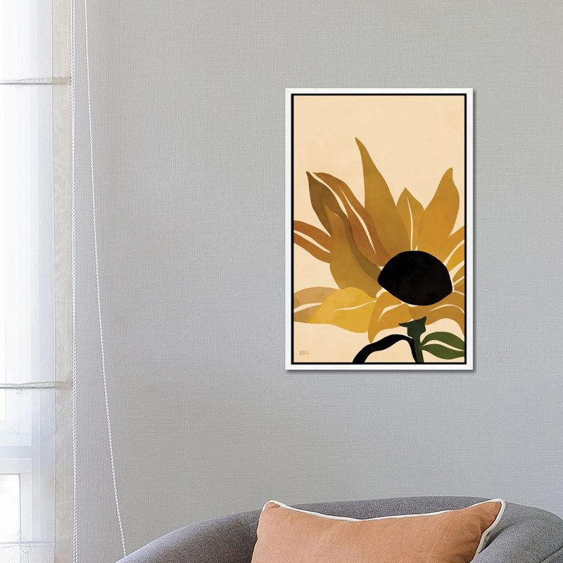 Sunflower 1 Piece Wall Art on Canvas, 66.04 cm H x 45.72 cm W, White Framed Canvas