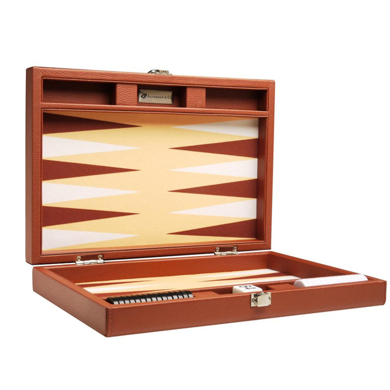 Silverman & Co. 2 Player Wool / Felt Backgammon, Desert Brown