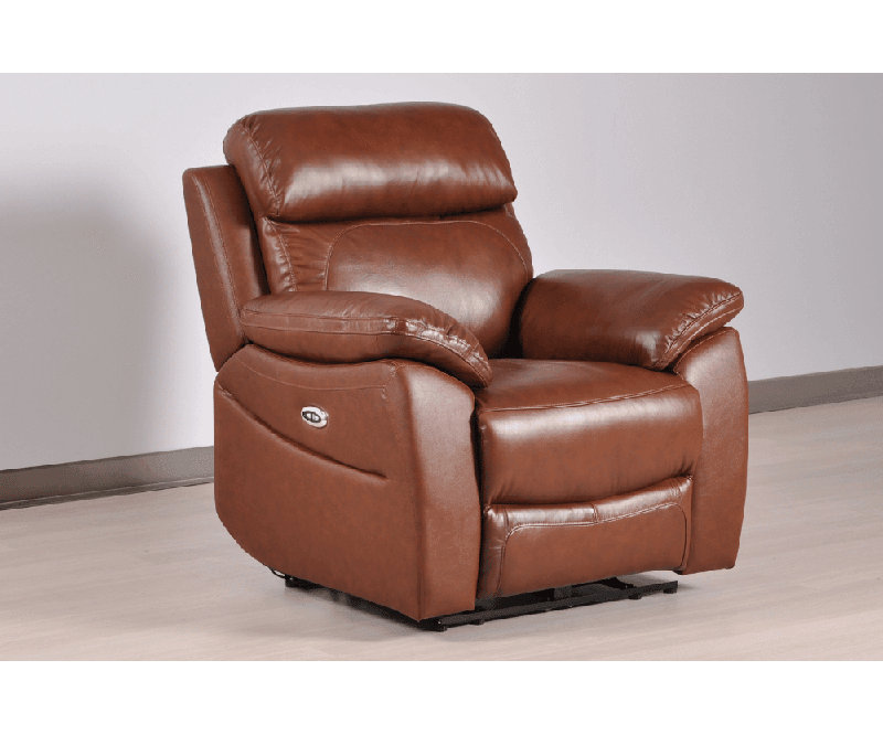 Cesiro Genuine Leather Electric Power Recliner Armchair, Tan