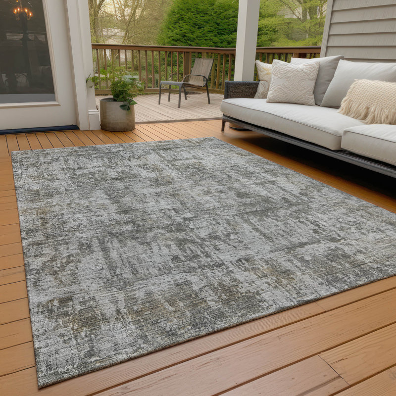 Tapis étain intérieur / extérieur lavable à la machine Claudian ACN1627, Rectangle 10 pi x 14 pi