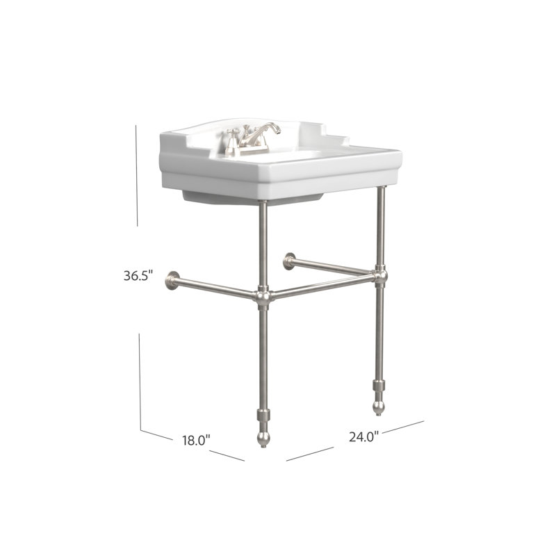 Cheviot Products Essex 24" Console Bathroom Sink with Overflow & Metal Base, Brushed Nickel, 4" Centerset