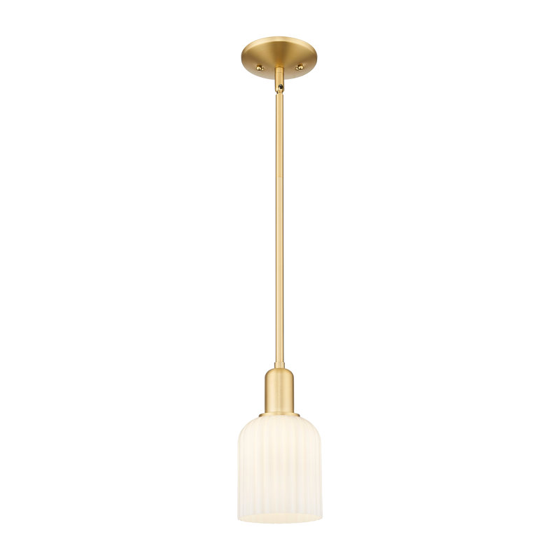 Downtown Urban - Voile de mariée - Mini-luminaire suspendu 1 tige, Blanc brillant, H 9,63 po x l 5 po x P 5 po, Or satiné