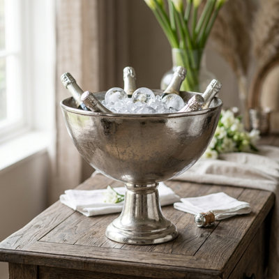Ercole Vintage Pedestal Silver Champagne Bucket