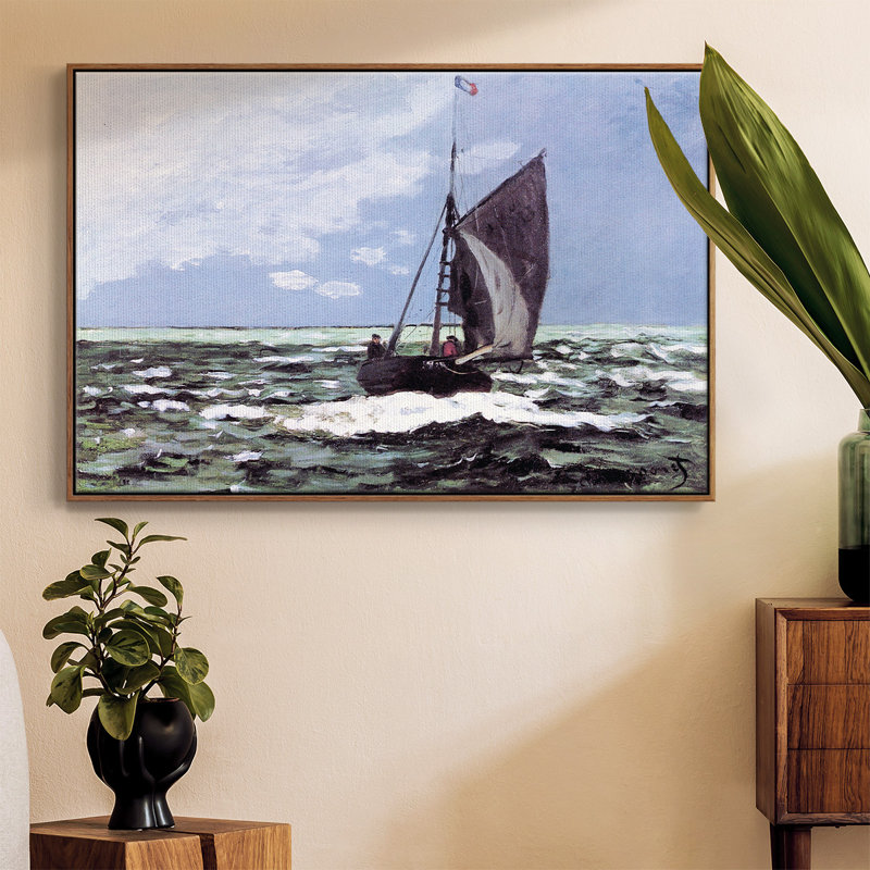 Monet, reproduction d'art encadrée sur toile par Claude Monet, H 17 po x l 25 po x P 2 po, Noyer