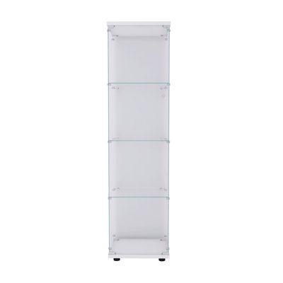 Glass Display Cabinet 4 Shelves With Door, Floor Standing Curio Bookshelf For Living Room Bedroom Office, 64.56 X 16.73X 14.37, White -  Kozart, ALQ-CH0425