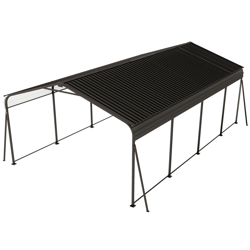 Ensemble de garage en métal 12 x 20 pi avec toit en acier galvanisé, auvent de garage extérieur robuste pour voiture, camion