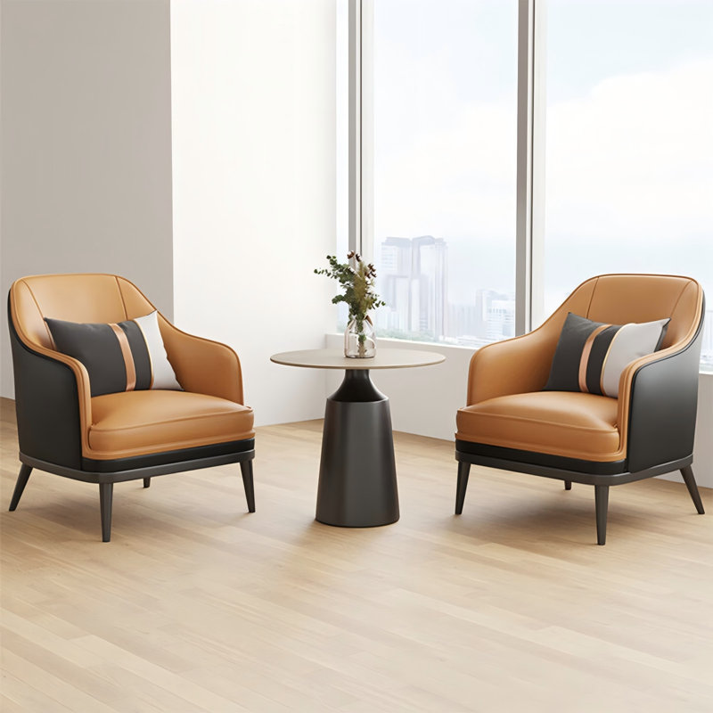 Ensemble de 2 chaises d'appoint orange en similicuir