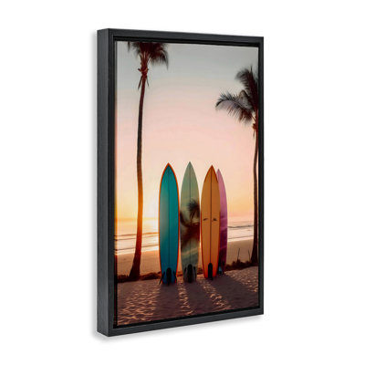 Four Surfboards at Sunset Floating Frame, design by LSR Design Studio