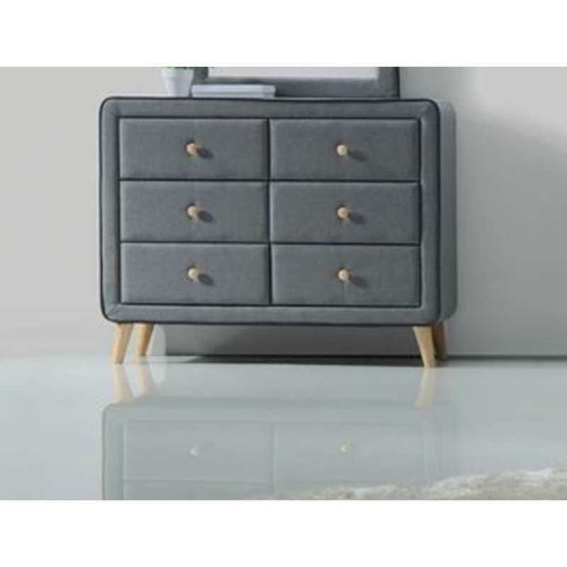 Felipe Upholstered Dresser with Drawers & Wooden Legs