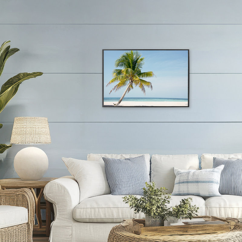 Giclée encadrée de palmier Barrier Reef Island, design par Danita Delimont, H 20 po x l 30 po, Giclée encadrée noir minuit