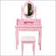 Ensemble de bureau de coiffeuse Princess avec miroir pivotant à 360 °, tabouret rembourré et rangement à 4 tiroirs pour chambre de fille