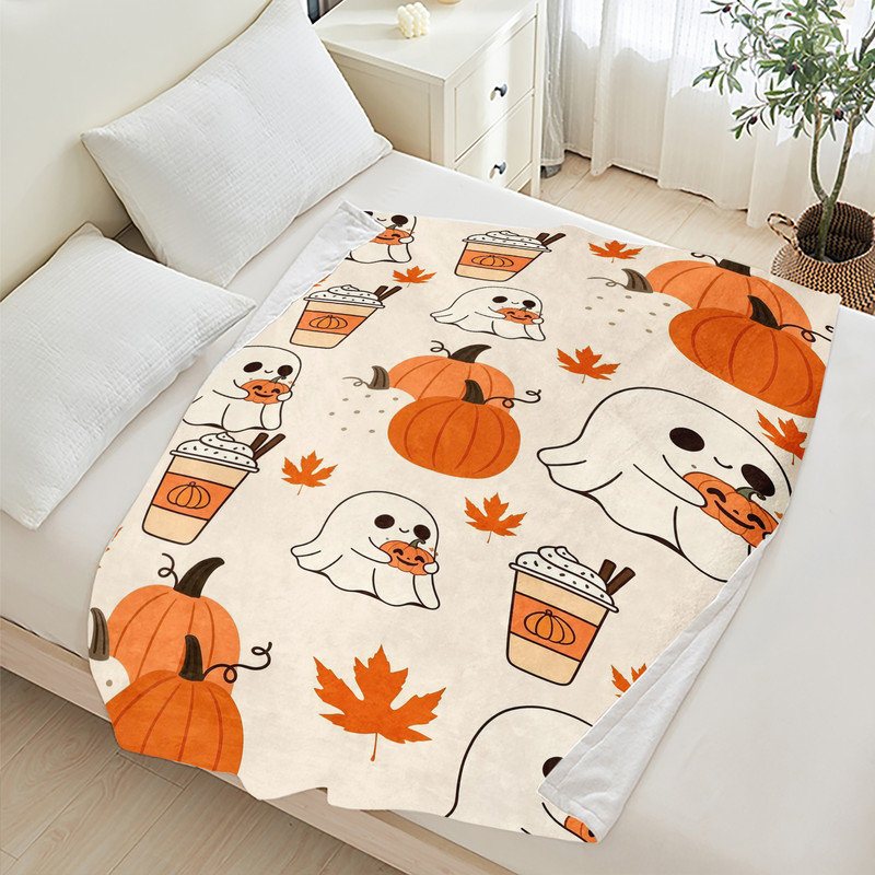 Jeté en flanelle JYK Halloween, Ghost Latte Pattern