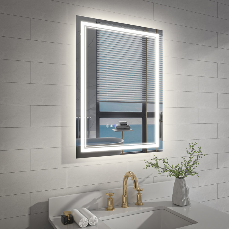 Miroir de salle de bain à DEL à intensité variable avec fonction de désembuage, 32 po x 24 po, Rectangle