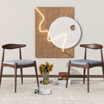 Of 2 Rubberwood Dining Chairs With Ergonomic Design For Long - Term Sitting, Solid Frame Heavy Load, And Foam Upholstery Vintage Arched Back Fatigue M