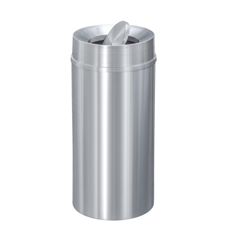 Poubelle Glaro Tip Action - 16 gallons - Finition entièrement en aluminium satiné, 16, Aluminium satiné