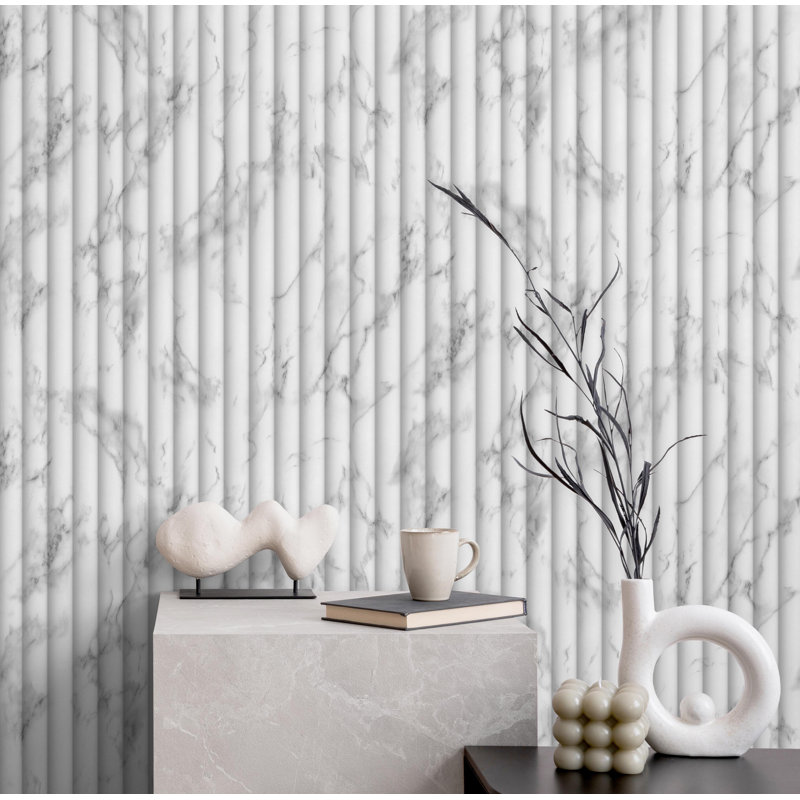Imitation Group Fluted Marble Wallpaper, Grey