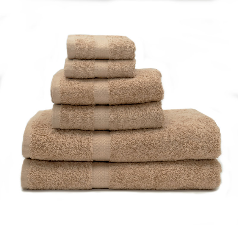 KPS Soft 6 Piece 100% Cotton Bath Towel Set By Rifz, Beige