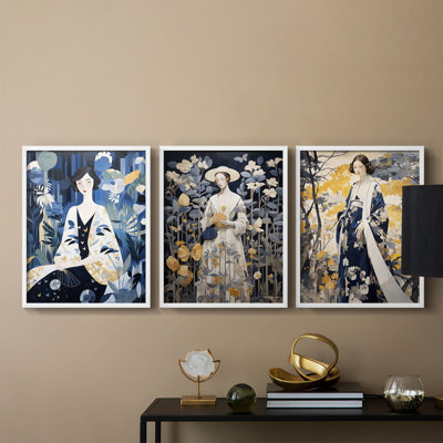 Feminine Series CX  -Set Of 3 Framed Giclee Prints -Ready to Hang