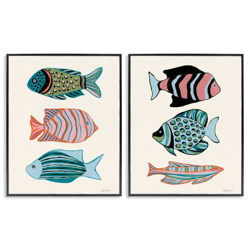  «Tropical Pastels Fish», ensemble de 2 giclées sur papier par Yvette St. Amant, H 14 po x l 11 po