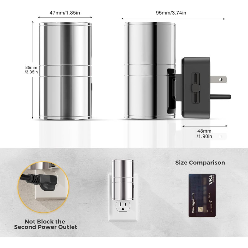 Metallic Cylinder Night Light With Chrome Finish And 3000K Warm White, Black
