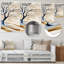 Arbre d'hiver beige avec vent Gloden II - paysages, art mural en métal, impression sur métal-583052257