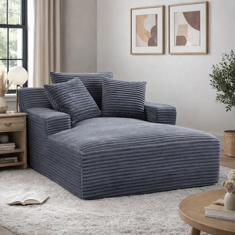 Cline Upholstered Chaise Lounge, Grey