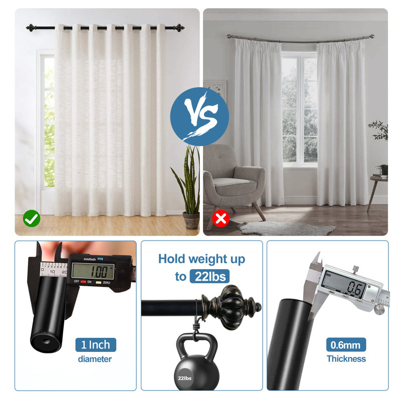Tringle à rideaux simple ajustable Coldiron, Doré brulé, 84 po à L 120 po