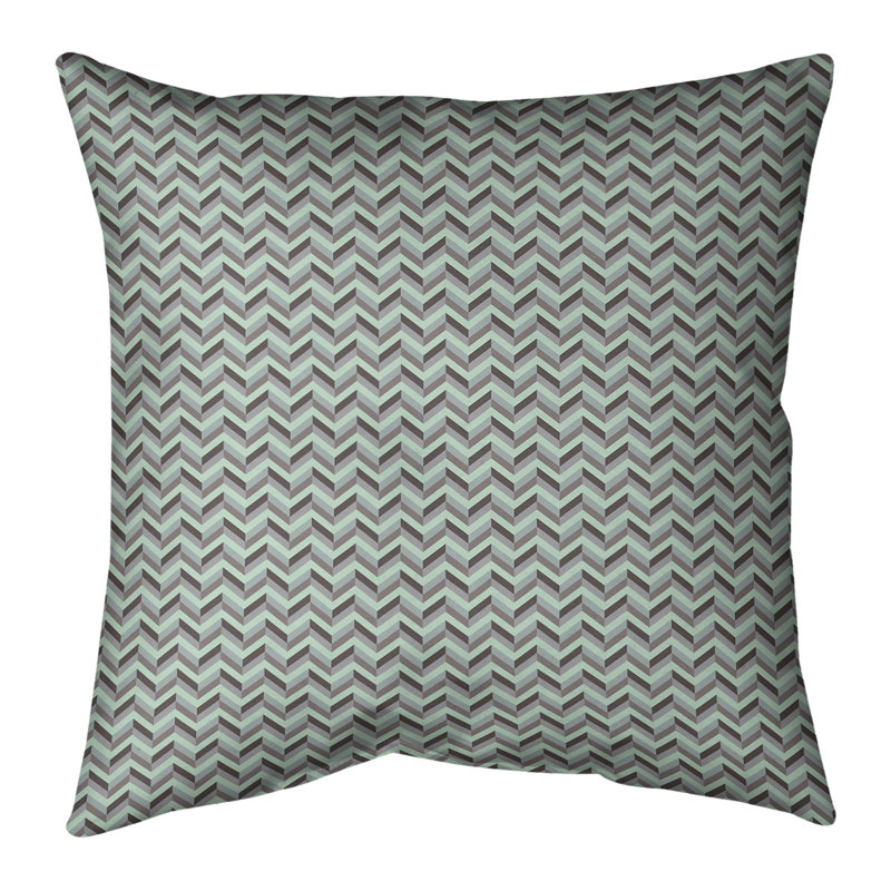Coussin en lin Katelyn Elizabeth, H 26 po x l 26 po, Menthe et brun, Polyester/ Bourre en polyester