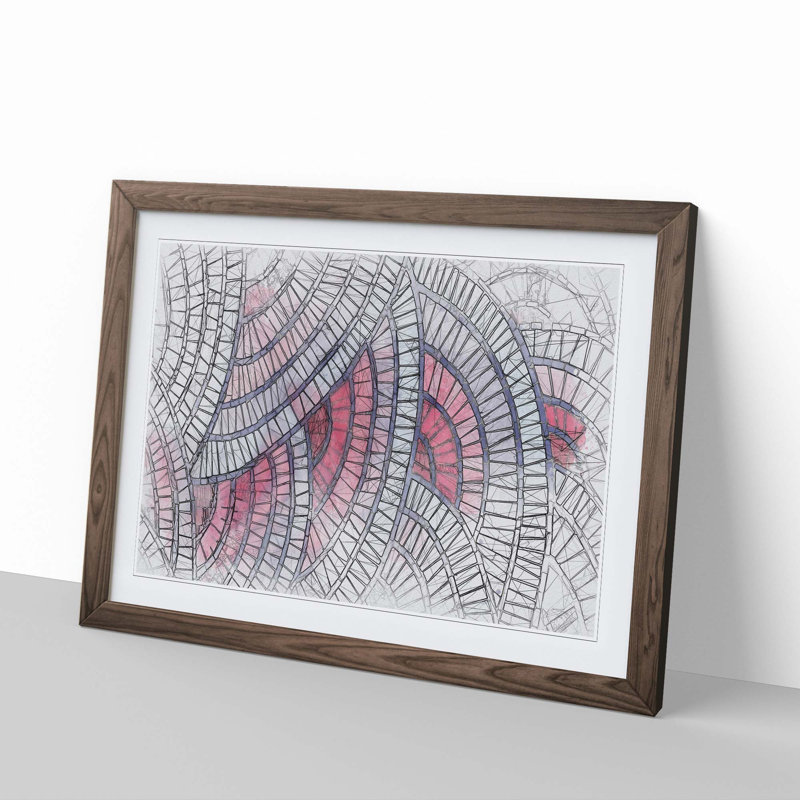 Mosaic Circles in Abstract - Picture Frame Graphic Art Print, 62cm H x 87cm W x 2cm D, Walnut Framed