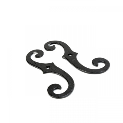 Paire de quincaillerie pour volets en forme de S en noir vintage (paquet de 3)