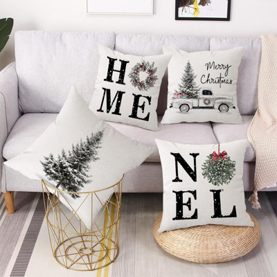  Housse de coussin géométrique en lin