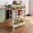 Butcher Block Kitchen Island, Kitchen Island, Rubber Wood Butcher Block Dining Table Prep Table With 2 Open Shelves