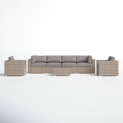 Tarin Rattan Wicker Fully Assembled 6 - Person Seating Group with Cushions