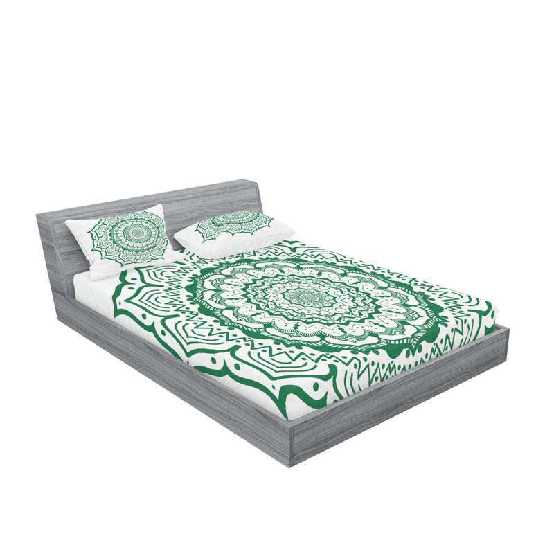 Microfiber Patterned Fitted Sheet, Queen Fitted Sheet with 2 Pillowcases