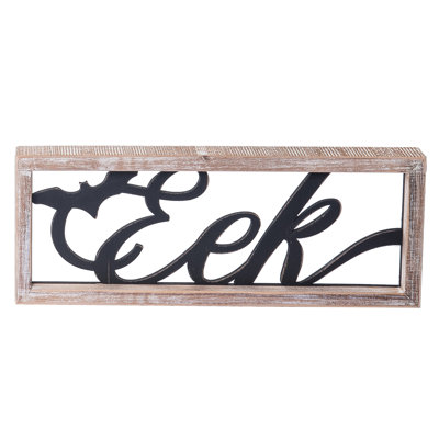 The Eaux de Noël en bois 14,17 po Halloween Eek multicolore avec cadre naturel