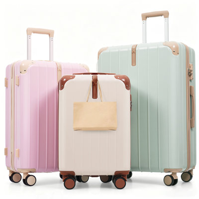 Premium ABS Travel Luggage Set , 3-Piece TSA Lock Suitcase Ensemble with 20, 24, and 28 Inch Sizes with 360° Spinner Wheels