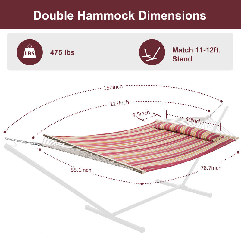 Hamac double classique Volkrad, Rouge / jaune rayé
