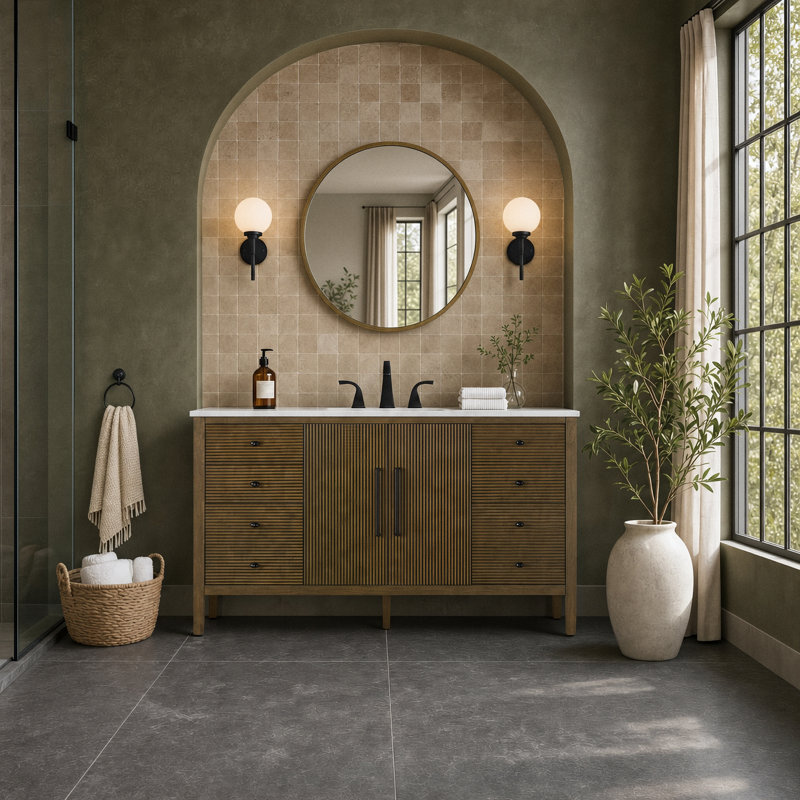 Meuble-lavabo simple 60 po, Noisette chêne