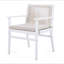Ensemble de 2 chaises de salle à manger d'extérieur, fauteuil de patio en bois d'acacia avec dossier en corde et coussin hydrofuge, structure blanche, capacité de poids de 400 lb