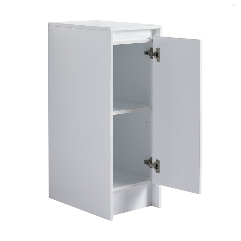 Armoire de rangement autoportante 12 po, portes à fermeture douce, blanc brillant (emballage KD)