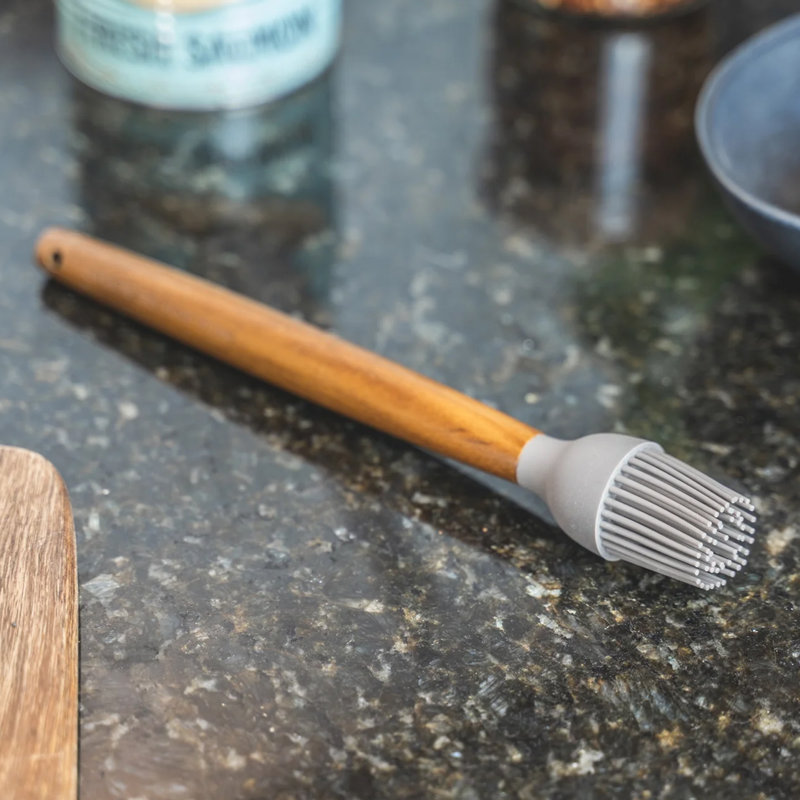 Acacia Wood Silicone Basting Brush, Grey