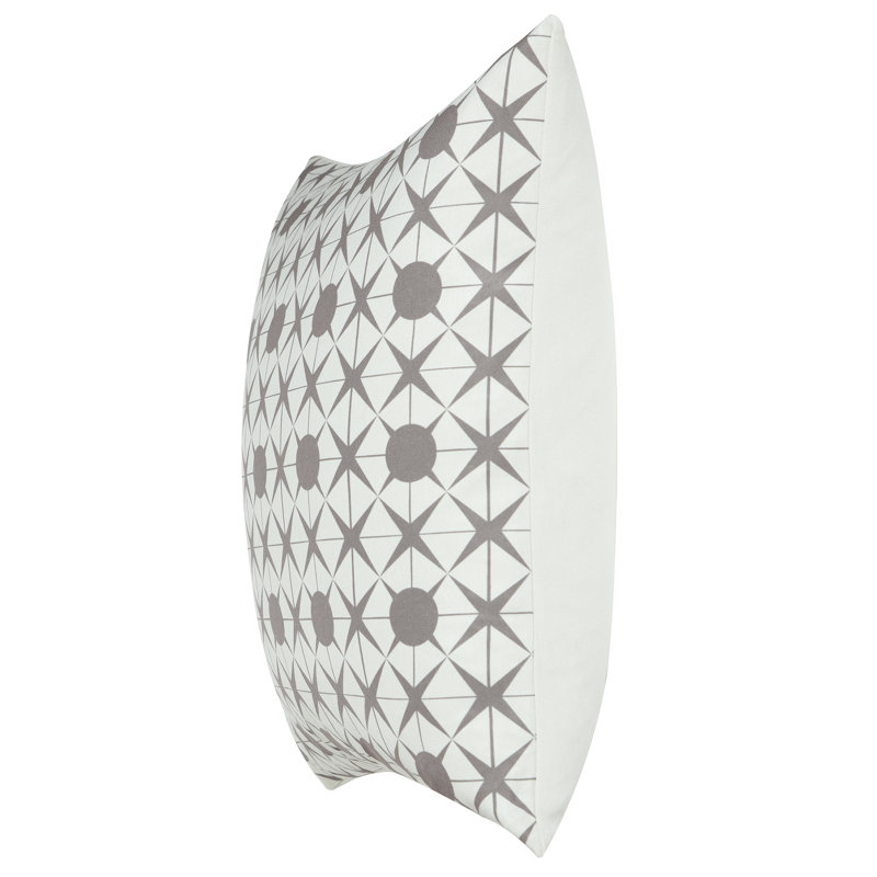 Geometric Gray and White Linen Square Cushion