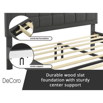 DeCoro Mornington Upholstered Platform Bed w/ Metal Frame