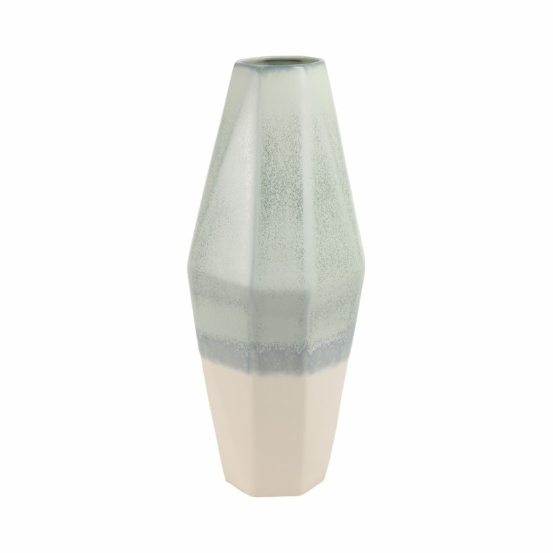 Earthenware Decorative Vase With Geometric Design - Stylish Modern Accent For Floral Arrangements And Home Decor